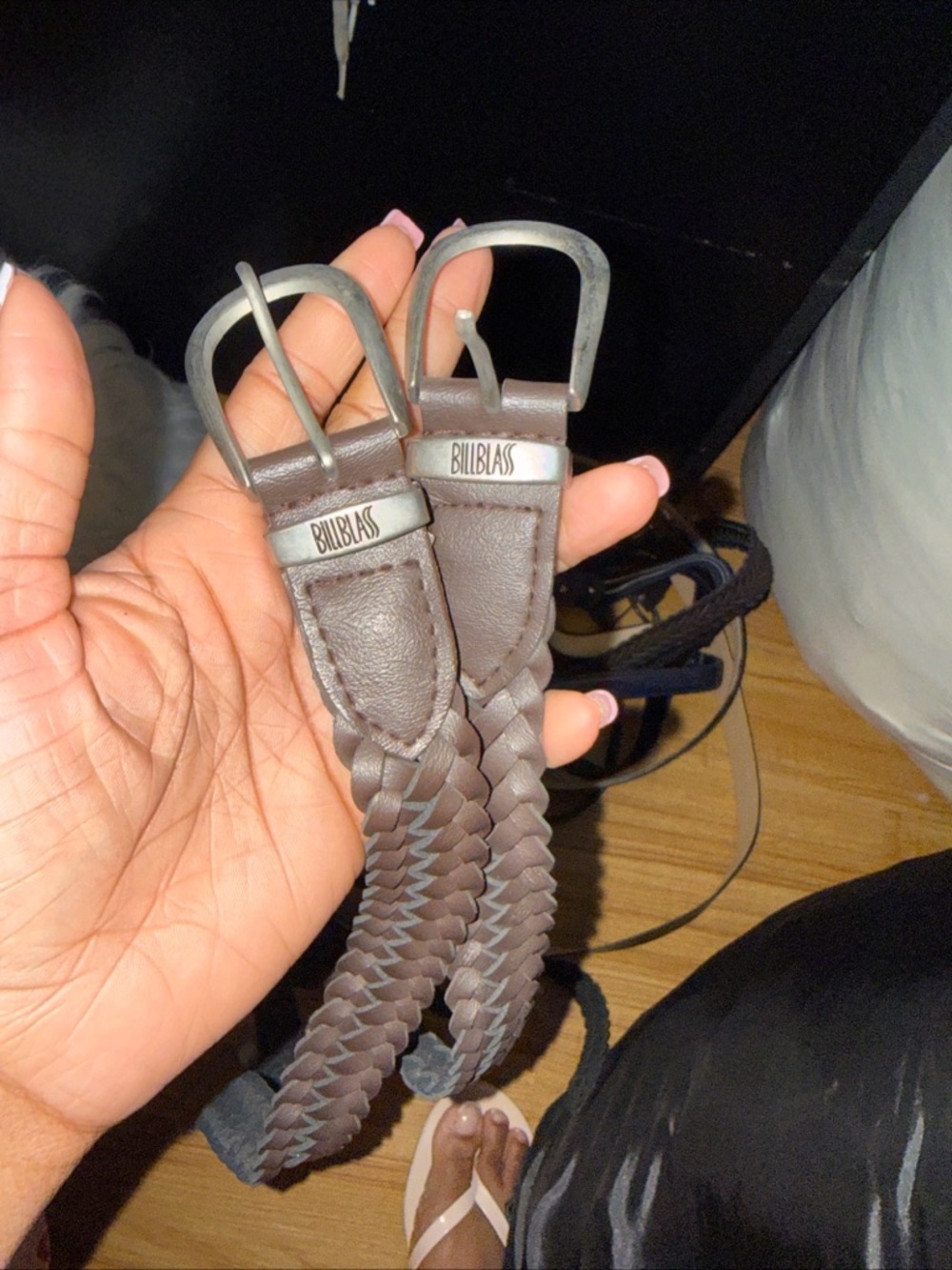 Bill Blass Brown Braided Leather Belt - Pair